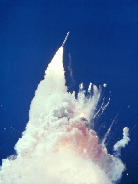 Photo:  Challenger Explosion Photograph courtesy NASA On January 28, 1986, about 76 seconds into its launch